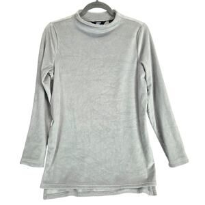 Land's End Butter Soft High Neck Tunic Dress S (6-8) Gray Minimal Basic Neutral